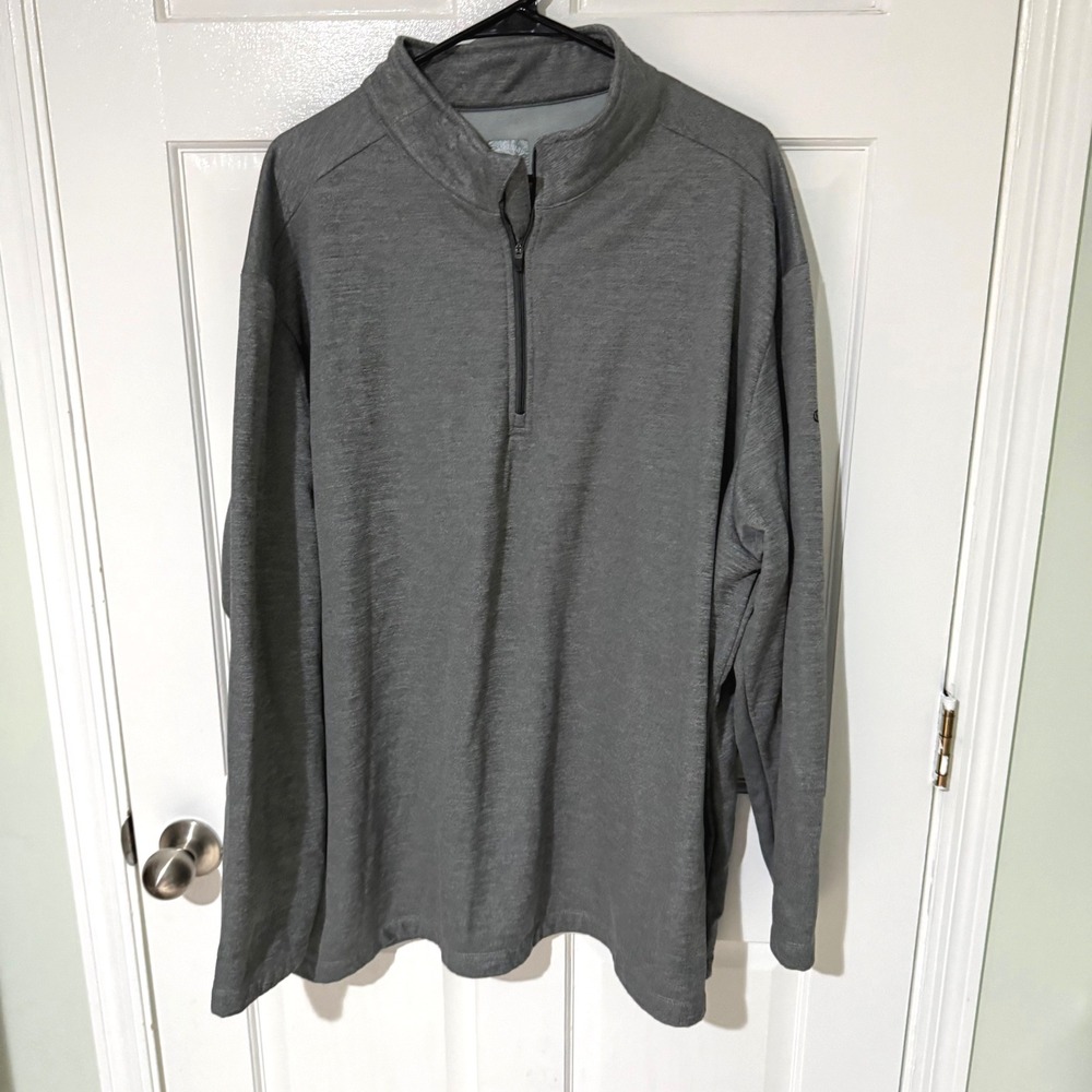 Callaway Mens 3X Heathered Grey Quarter Zip Fleece Pullover Golf Sweater Top